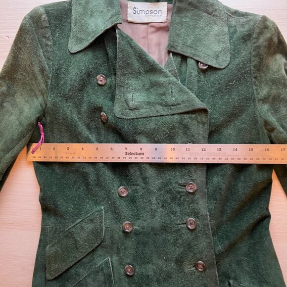 Vintage 70s long deep green suede coat | double breasted | pirate coat | hippie - Picture 3 of 8